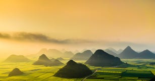 Canola flower field in spring, Luoping, China Stock Photos Canola flower field in spring, Luoping, China Stock Photos