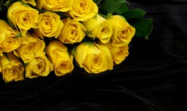 Yellow roses on the black