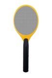 Yellow spider Electric mosquito swatter with black handle isolated on white background
