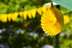 Yellow summer garden party festive decorations stock photos Yellow summer garden party festive decorations stock photos