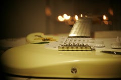 Yellow and White Stratocaster Electric Guitar Stock Photos Yellow and White Stratocaster Electric Guitar Stock Photos