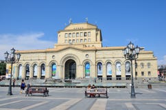 Yerevan, Armenia, September, 06, 2014. Armenian scene: People walking near National history Museum of Armenia royalty free stock image Yerevan, Armenia, September, 06, 2014. Armenian scene: People walking near National history Museum of Armenia royalty free stock image
