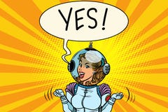 Yes, winner astronaut woman Royalty Free Stock Photography Yes, winner astronaut woman Royalty Free Stock Photography