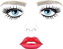 Yeux bleus et lèvres illustration stock Yeux bleus et lèvres illustration stock