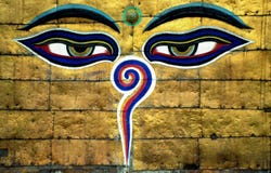 Yeux de sagesse de Buddhas photographie stock libre de droits Yeux de sagesse de Buddhas photographie stock libre de droits