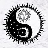 Yin yang symbol with moon and sun
