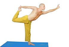 Yoga. Mann in natarja asana Stellung stockbilder Yoga. Mann in natarja asana Stellung stockbilder