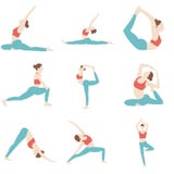 Yoga poses set vector illustration on white background stock illustration Yoga poses set vector illustration on white background stock illustration