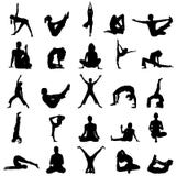 Yoga positions vector. Set of yoga position silhouettes vector illustration Yoga positions vector. Set of yoga position silhouettes vector illustration