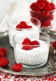 Yogurt with chia seeds and fresh raspberriesю royalty free stock photography Yogurt with chia seeds and fresh raspberriesю royalty free stock photography
