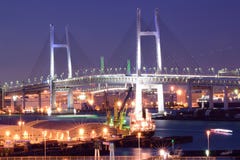 Yokohama Bay Bridge at Night royalty free stock images Yokohama Bay Bridge at Night royalty free stock images