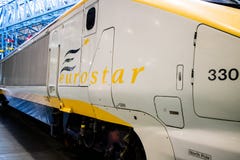 York, Vereinigtes Königreich - 02/08/2018: Ein alter vorbildlicher Eurostar-Zug I stockbild York, Vereinigtes Königreich - 02/08/2018: Ein alter vorbildlicher Eurostar-Zug I stockbild