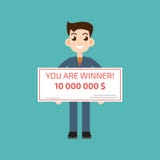 You are winner. Winner man holding check. Vector illustration stock illustration You are winner. Winner man holding check. Vector illustration stock illustration