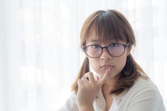Young Asian Teenager Wearing Glasses Stock Images