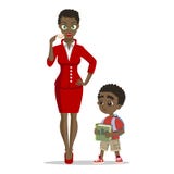 Young attractive african mother with her little son. Happy little boy. Happy concept. Young family on white background. vector illustration Young attractive african mother with her little son. Happy little boy. Happy concept. Young family on white background. vector illustration