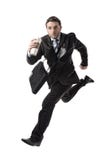 Young Attractive Businessman With Take Away Coffee Running Late To Work In Stress Royalty Free Stock Photos Young Attractive Businessman With Take Away Coffee Running Late To Work In Stress Royalty Free Stock Photos
