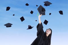 Young bachelor throw graduation cap Stock Photography Young bachelor throw graduation cap Stock Photography