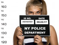 Young beautiful blonde woman Criminal Mug Shots royalty free stock photo Young beautiful blonde woman Criminal Mug Shots royalty free stock photo