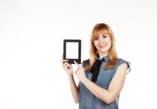 Young Beautiful Woman Holding A Tablet Stock Photo Young Beautiful Woman Holding A Tablet Stock Photo
