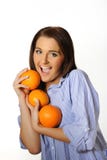 Young Beautiful Woman With Citrus Orange Fruit Young Beautiful Woman With Citrus Orange Fruit