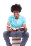 Young black teenage student men reading a books - African people Stock Photo Young black teenage student men reading a books - African people Stock Photo