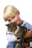Young boy with cat
