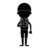 Young boy looking cellphone social media pictogram vector illustration Young boy looking cellphone social media pictogram vector illustration