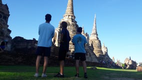 3 Young boys,travel. ancient temple, Ayutthaya stock images 3 Young boys,travel. ancient temple, Ayutthaya stock images