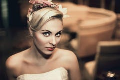 Young Bride With Beautiful Wedding Hairstyle Stock Image