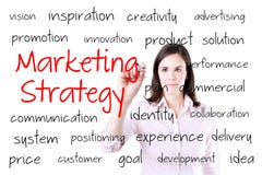 Young business woman writing marketing strategy concept. Isolated on white. royalty free stock photography Young business woman writing marketing strategy concept. Isolated on white. royalty free stock photography