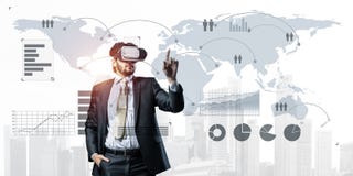 Experiencing virtual reality as new concept in technologies for business. Mixed media stock photos Experiencing virtual reality as new concept in technologies for business. Mixed media stock photos