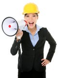 Young Businesswoman Shouting Into Megaphone Stock Image Young Businesswoman Shouting Into Megaphone Stock Image