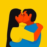 Young caucasian couple is kissing vector illustration Young caucasian couple is kissing vector illustration