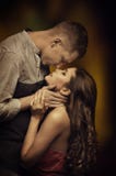 Young Couple Kissing in Love, Woman Man Lovers, Passion Desire