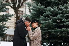 Young couple in love outdoor. Stunning sensual outdoor portrait of stylish couple royalty free stock images Young couple in love outdoor. Stunning sensual outdoor portrait of stylish couple royalty free stock images