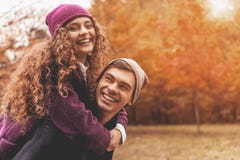 Young Cute Female Hugs Boyfriend. Royalty Free Stock Photos Young Cute Female Hugs Boyfriend. Royalty Free Stock Photos