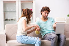 The young family helping each other after injury royalty free stock photo The young family helping each other after injury royalty free stock photo