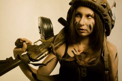 Soldier girl with ak-104 stock photos Soldier girl with ak-104 stock photos