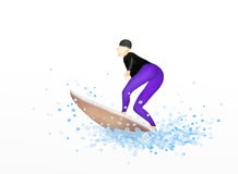 Young Female Surfer on A Surfboard Blasting Throug royalty free stock photos Young Female Surfer on A Surfboard Blasting Throug royalty free stock photos