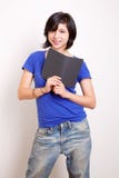 Young Female With A Ebook Reader Stock Photos