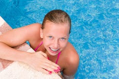 Young Girl In A Swimming Pool Stock Photos