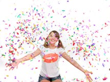Young Girl In Confetti Royalty Free Stock Photography Young Girl In Confetti Royalty Free Stock Photography