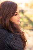 Young girl walking in autumn park royalty free stock photography Young girl walking in autumn park royalty free stock photography