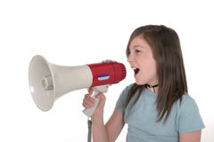 Young Girl Shouting Through Megaphone 1 Stock Image