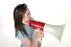 Young Girl Shouting Through Megaphone 5 Royalty Free Stock Photo