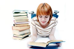 Young Girl Student Read The Book Royalty Free Stock Photography Young Girl Student Read The Book Royalty Free Stock Photography