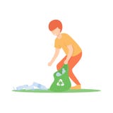 Young Guy Picks Up Trash, Rubbish Royalty Free Stock Photos Young Guy Picks Up Trash, Rubbish Royalty Free Stock Photos