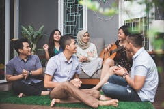 Young happy friends singing together stock images Young happy friends singing together stock images