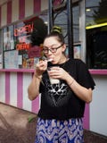 Young Lady Enjoying Ice Cream Treat