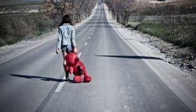 Young Lost Woman On The Road. Stock Image